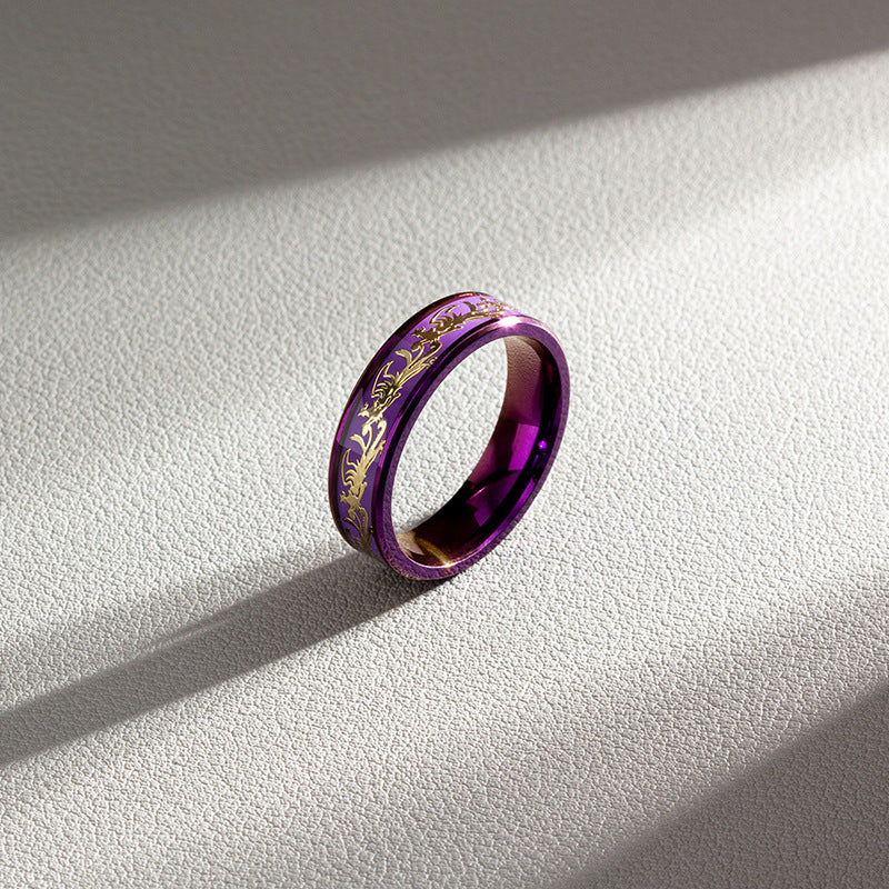 Fashion Purple Titanium Steel Ring