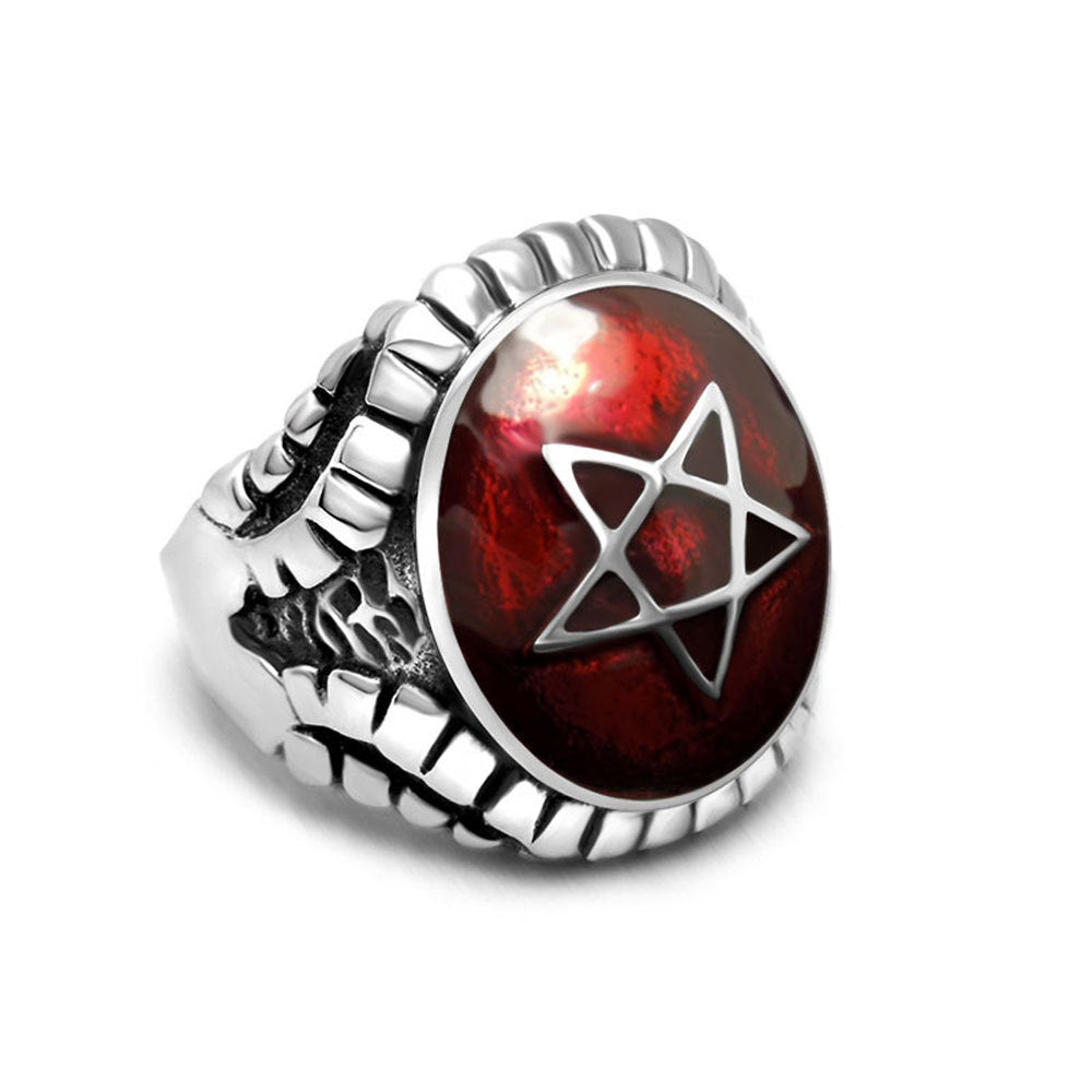 Men's And Women's Fashion Punk Hexagonal Star Ring