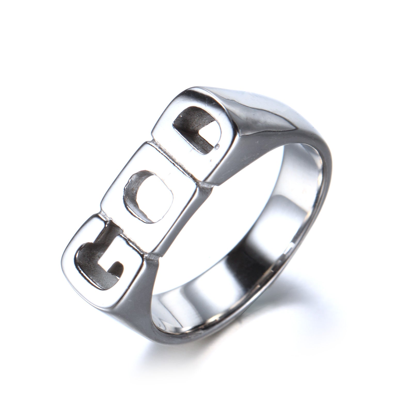 Stainless Steel Letter Ring Simple GOD Titanium Ring