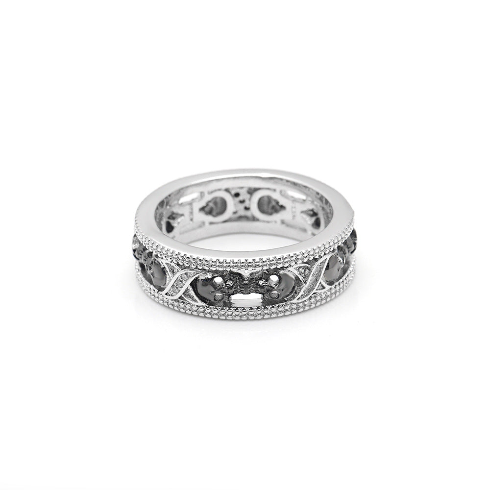 Shantou men's ring punk element two-color jewelry ring