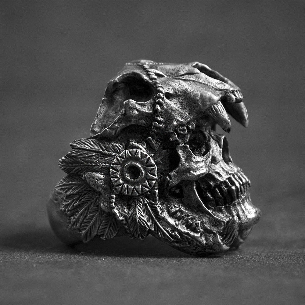 Skull head punk wind ghost head men's ring