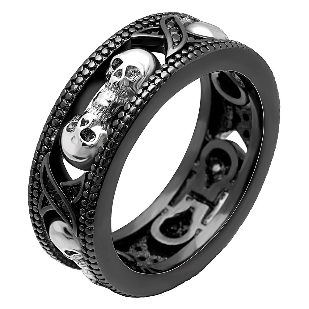 Shantou men's ring punk element two-color jewelry ring