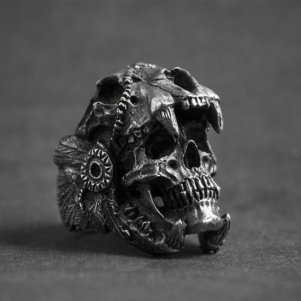Skull head punk wind ghost head men's ring