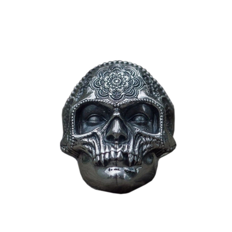 New mysterious portrait retro pattern skull ring