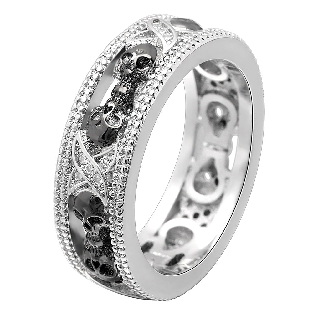 Shantou men's ring punk element two-color jewelry ring