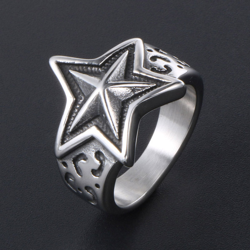 Punk Personality Pentagram Men's Ring