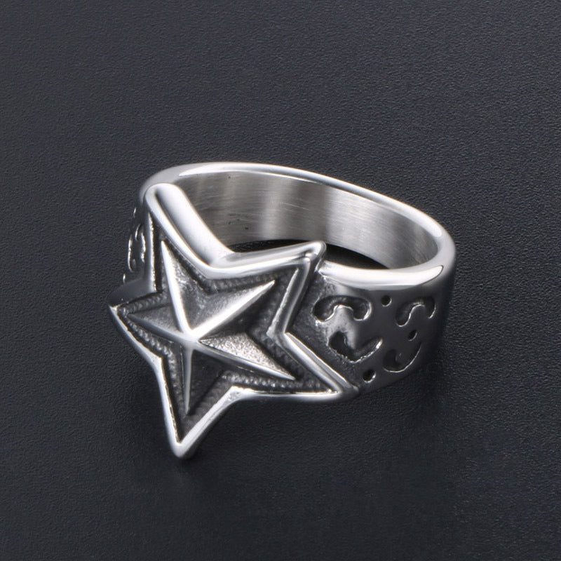Punk Personality Pentagram Men's Ring