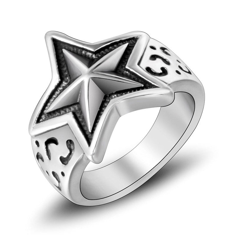 Punk Personality Pentagram Men's Ring