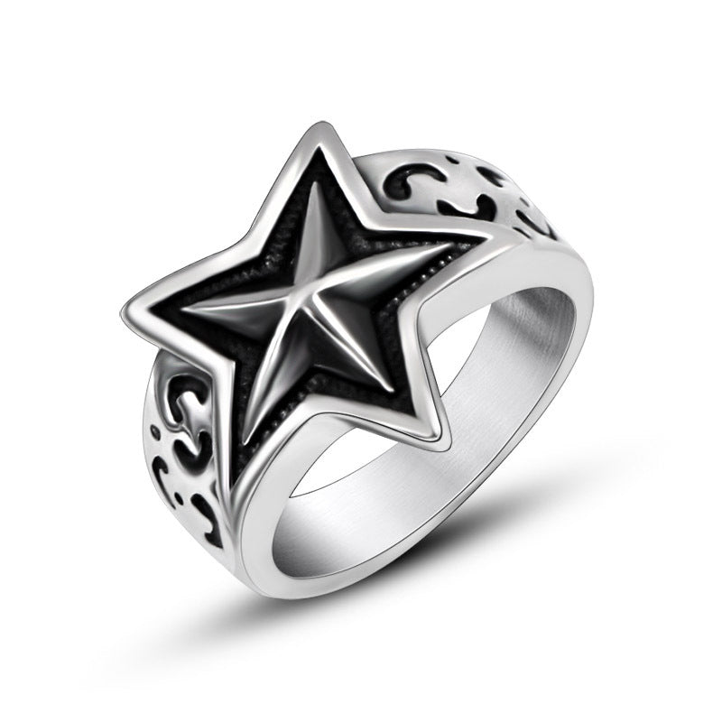 Punk Personality Pentagram Men's Ring