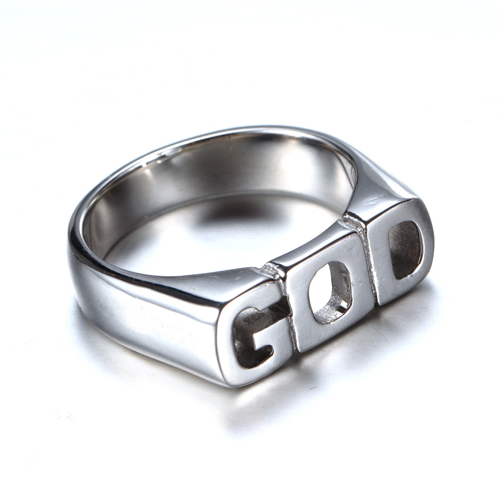 Stainless Steel Letter Ring Simple GOD Titanium Ring