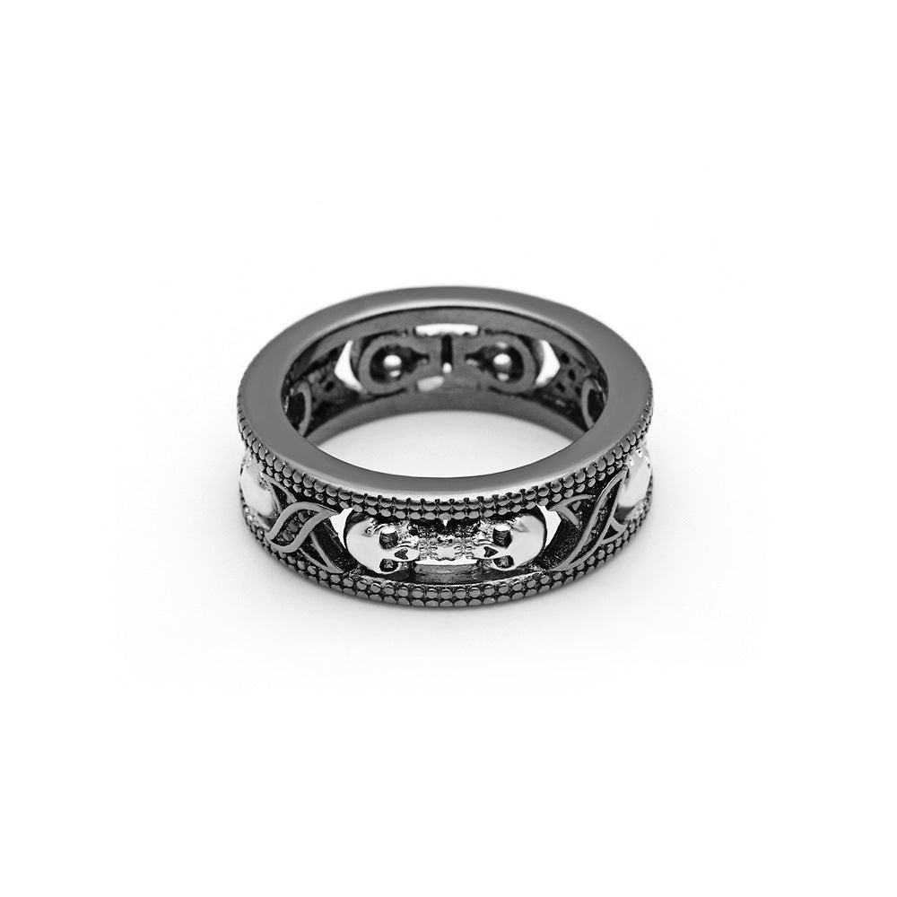 Shantou men's ring punk element two-color jewelry ring