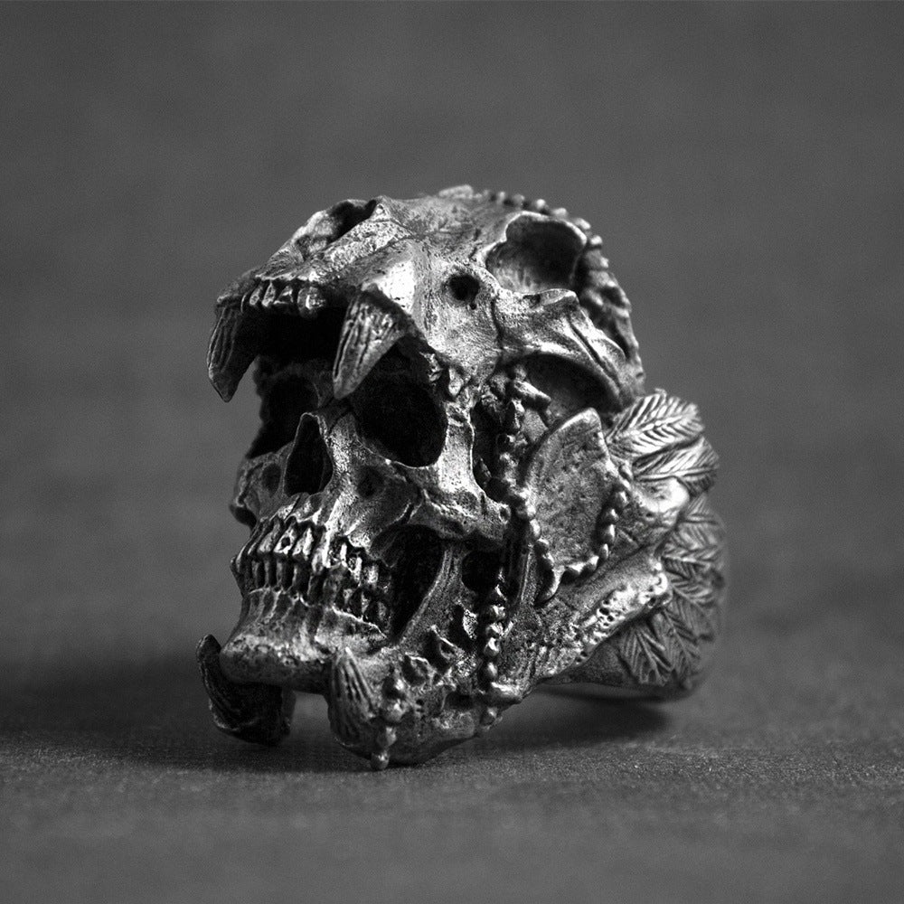 Skull head punk wind ghost head men's ring