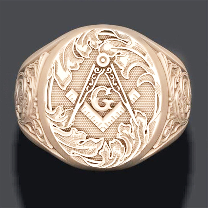 Men's Stainless Steel Masonic Ring Retro Punk