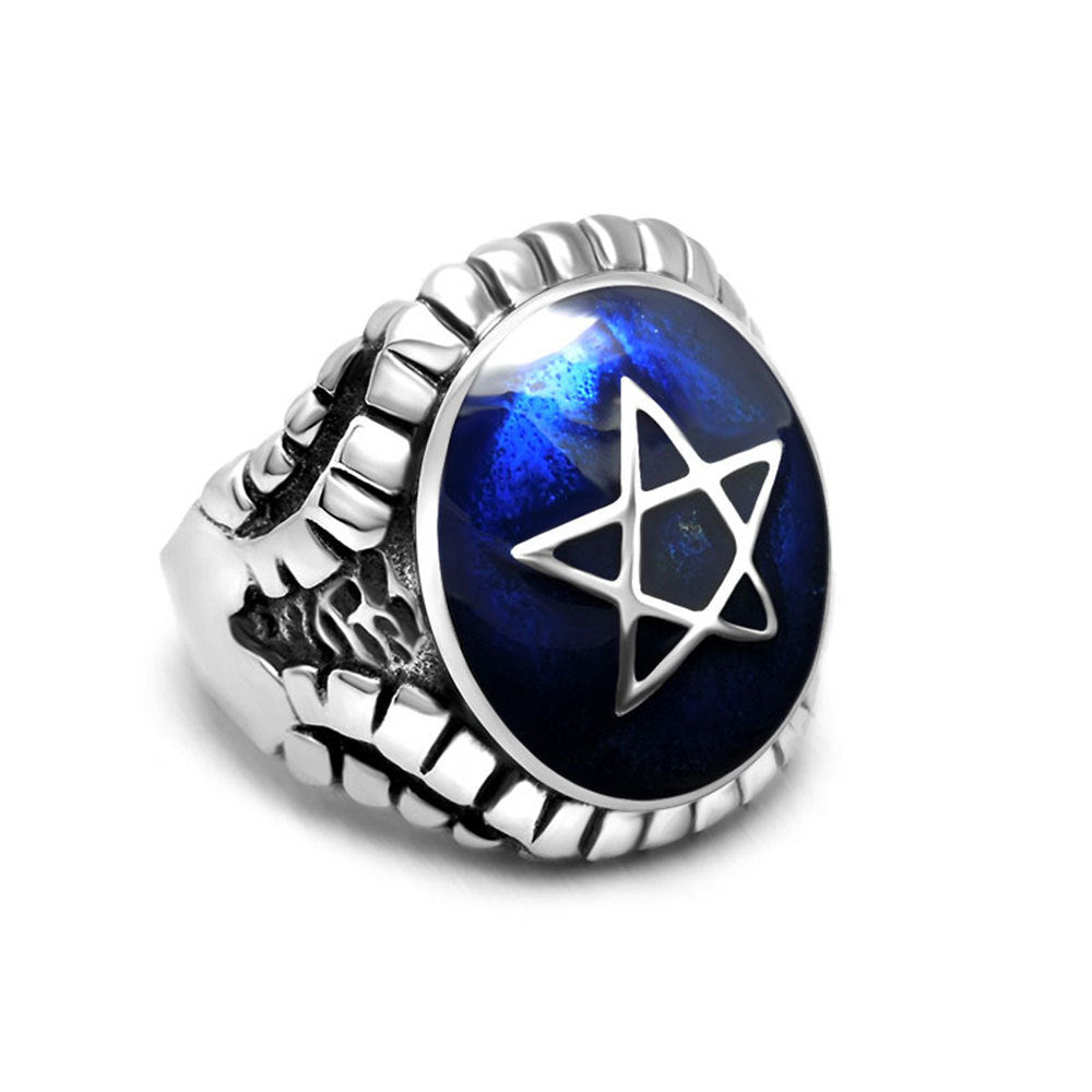 Men's And Women's Fashion Punk Hexagonal Star Ring