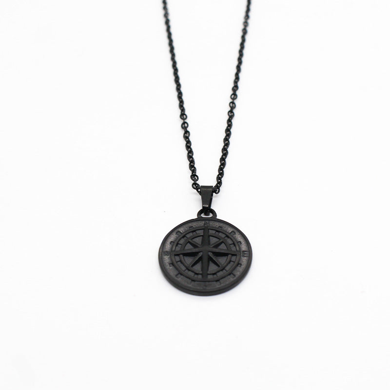 Stainless Steel Compass Compass Hip Hop Pendant Necklace