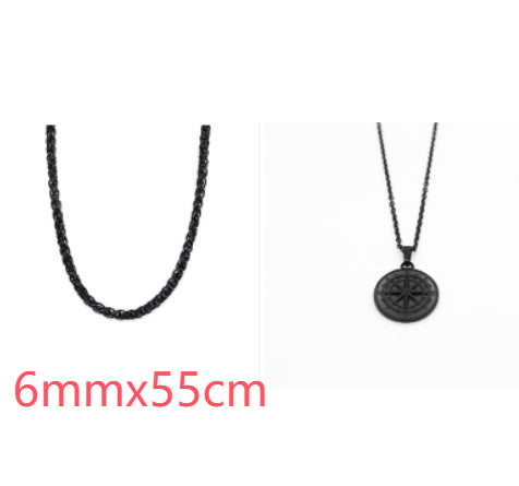 Stainless Steel Compass Compass Hip Hop Pendant Necklace