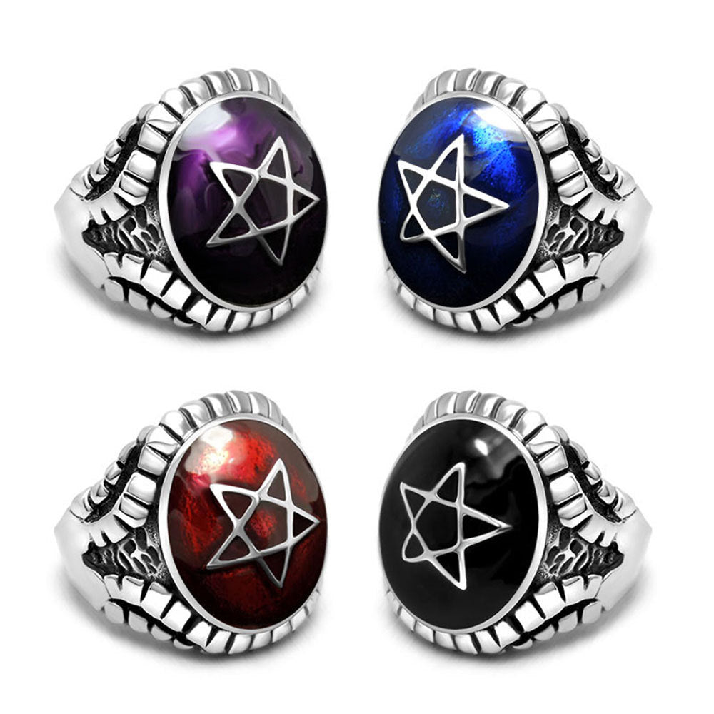 Men's And Women's Fashion Punk Hexagonal Star Ring