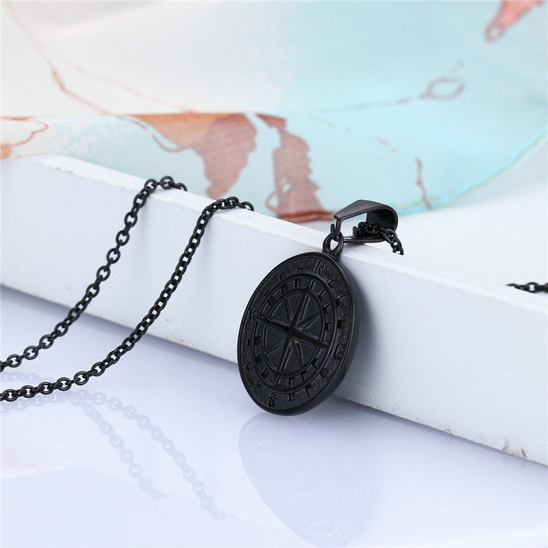 Stainless Steel Compass Compass Hip Hop Pendant Necklace