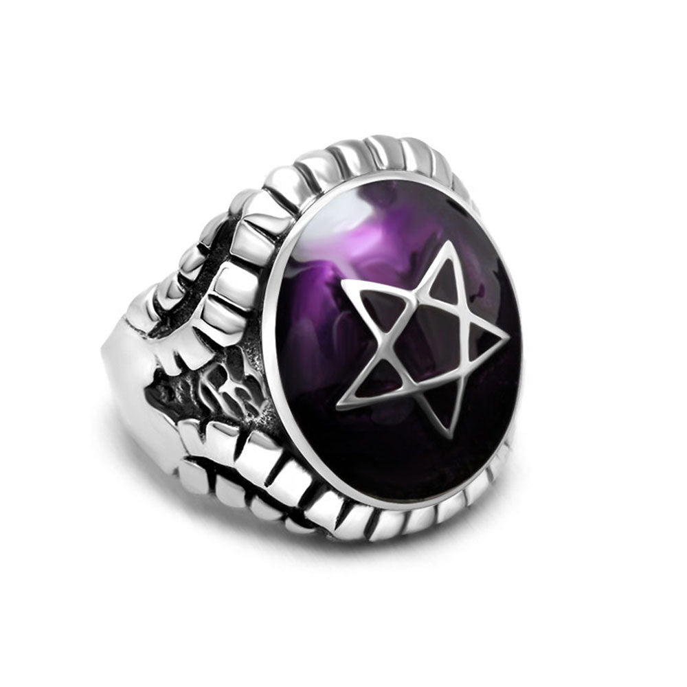 Men's And Women's Fashion Punk Hexagonal Star Ring