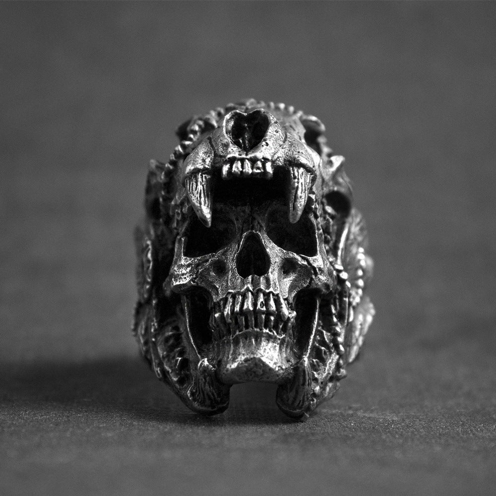 Skull head punk wind ghost head men's ring