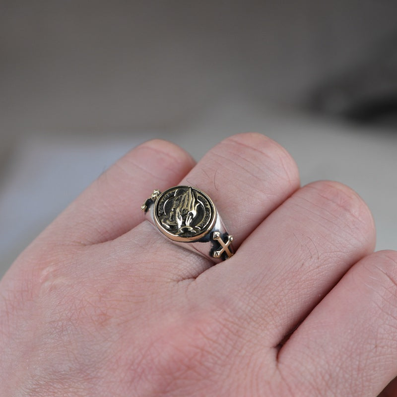 Silver Ring Vintage Craft Punk Cross