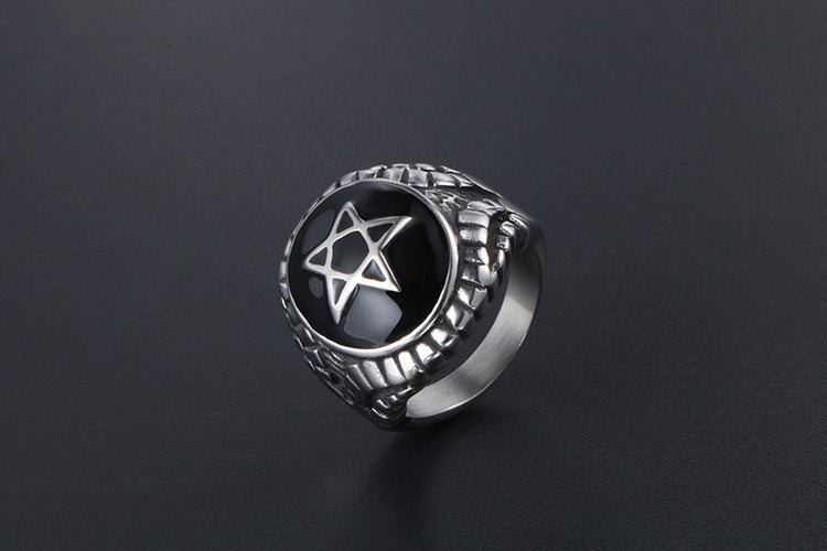 Men's And Women's Fashion Punk Hexagonal Star Ring