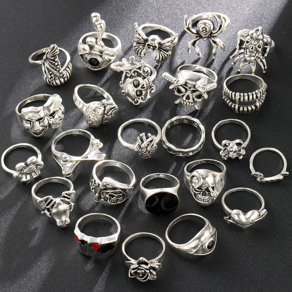 24-piece Set Punk Ring Ornament