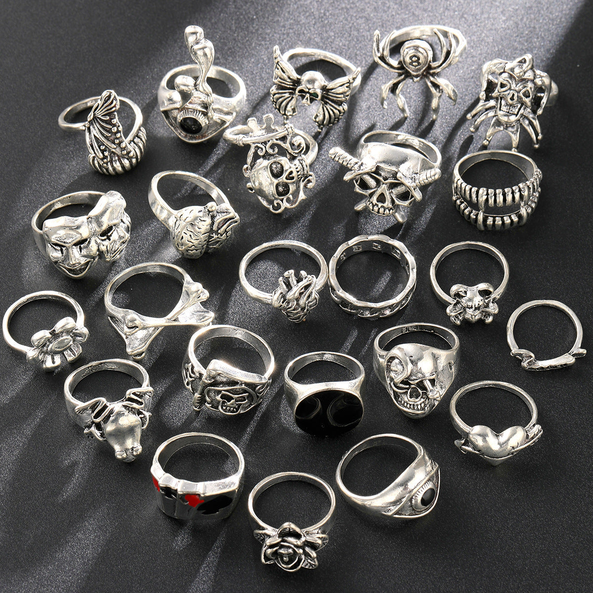 24-piece Set Punk Ring Ornament