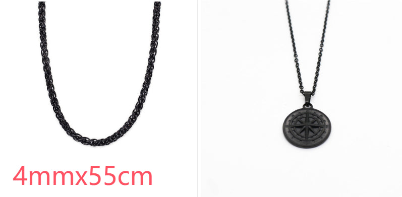 Stainless Steel Compass Compass Hip Hop Pendant Necklace