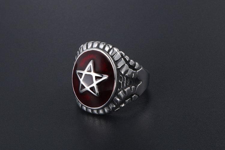 Men's And Women's Fashion Punk Hexagonal Star Ring