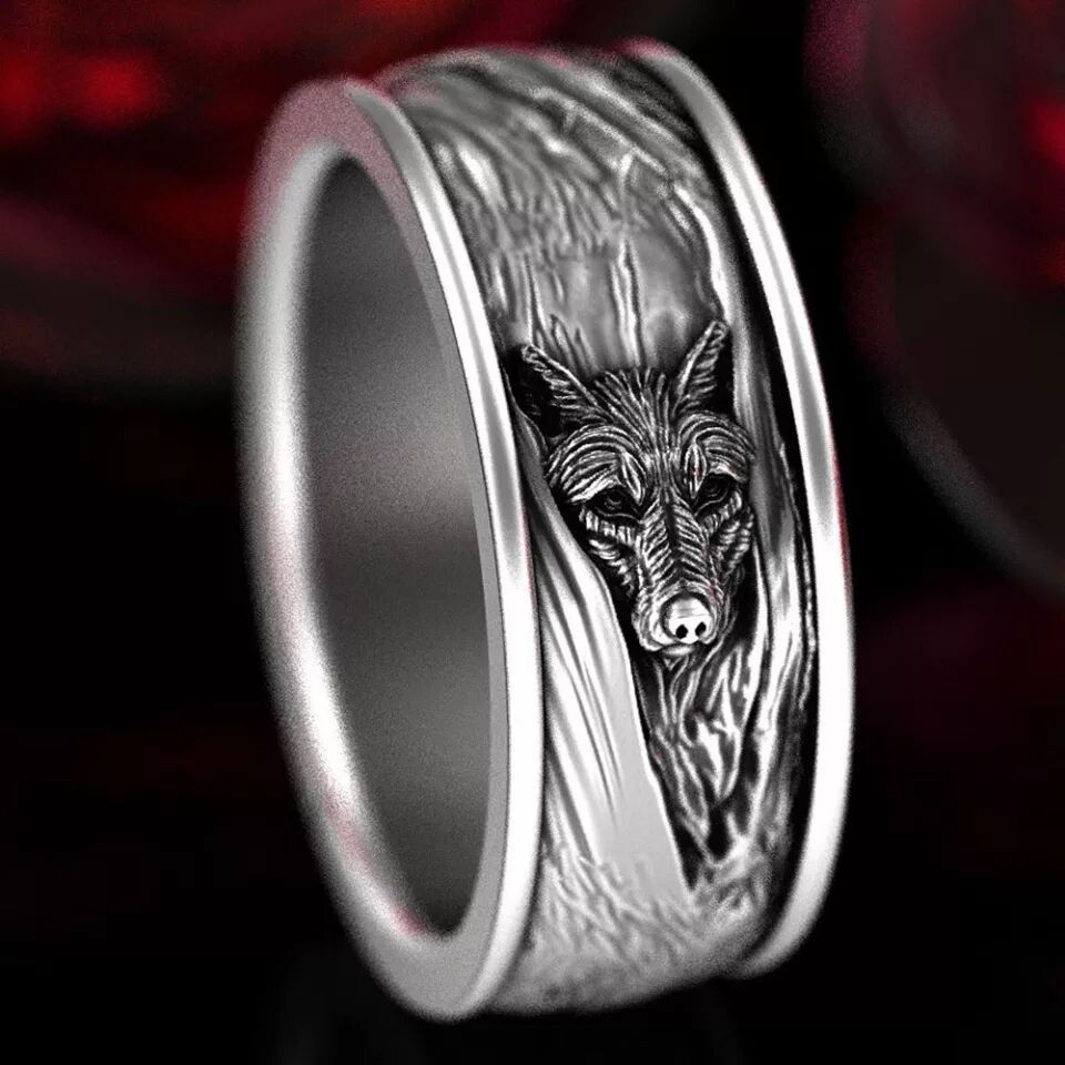 Vintage Punk Style Wolf Head Ring