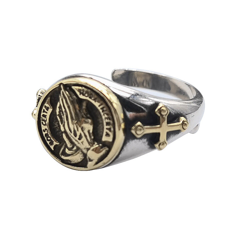 Silver Ring Vintage Craft Punk Cross