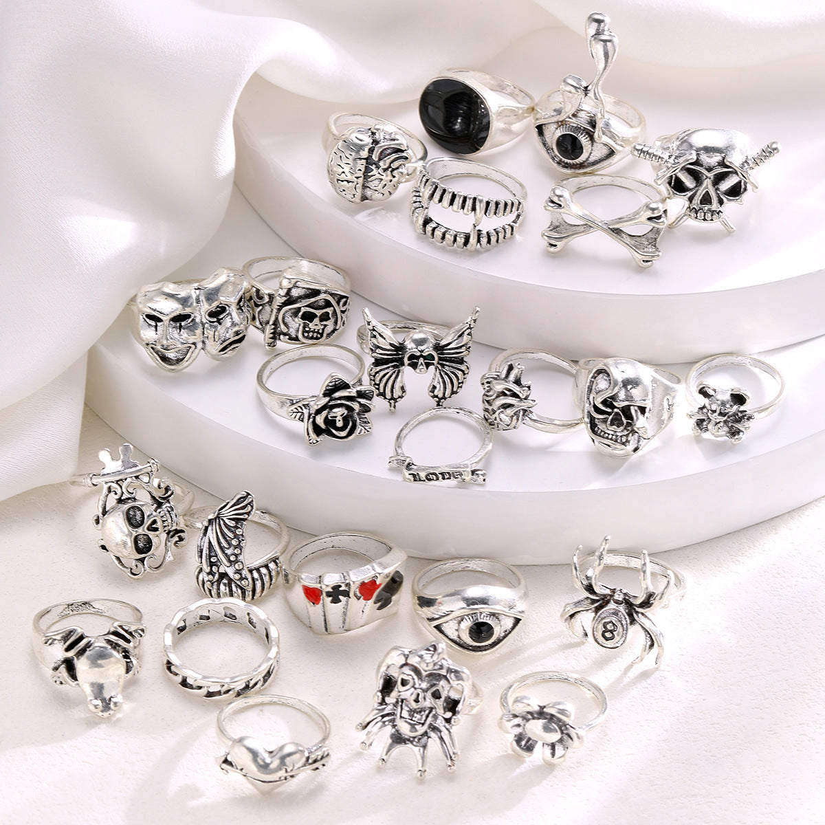 24-piece Set Punk Ring Ornament