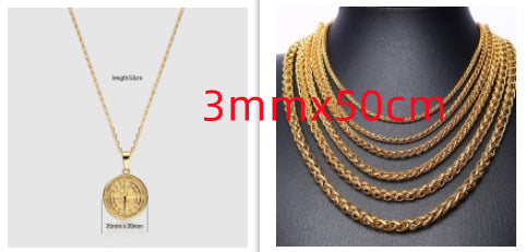 Stainless Steel Compass Compass Hip Hop Pendant Necklace