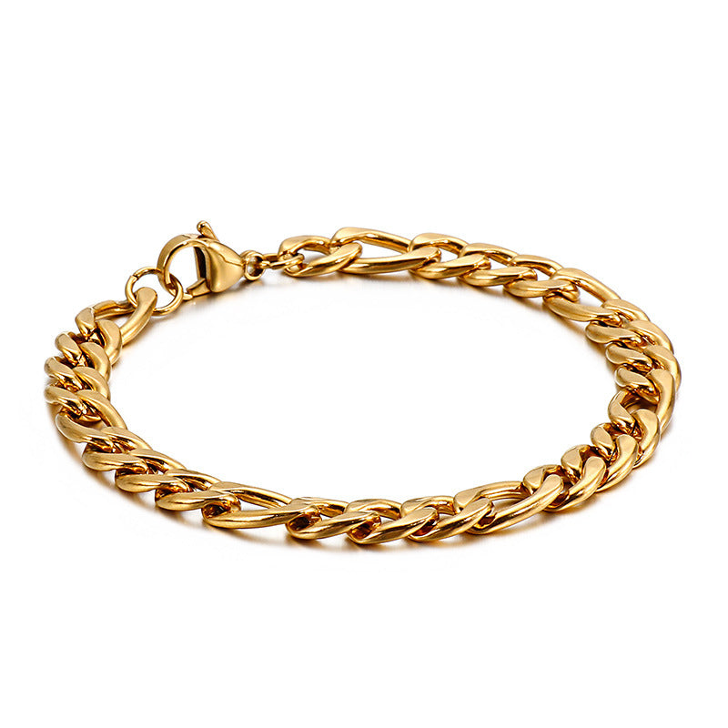 Men’s Titanium Steel Bracelet, NK Chain Link, Punk Rock Jewelry, Waterproof & Tarnish-Free, Trendy Biker Style