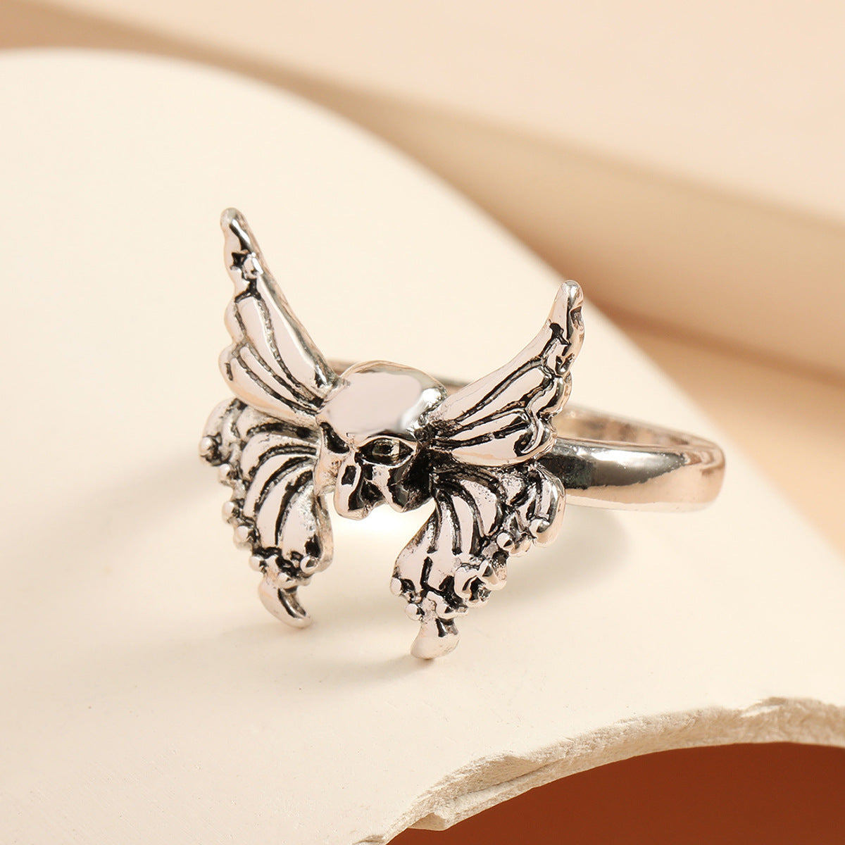 Vintage Punk Style Butterfly Skull Ring