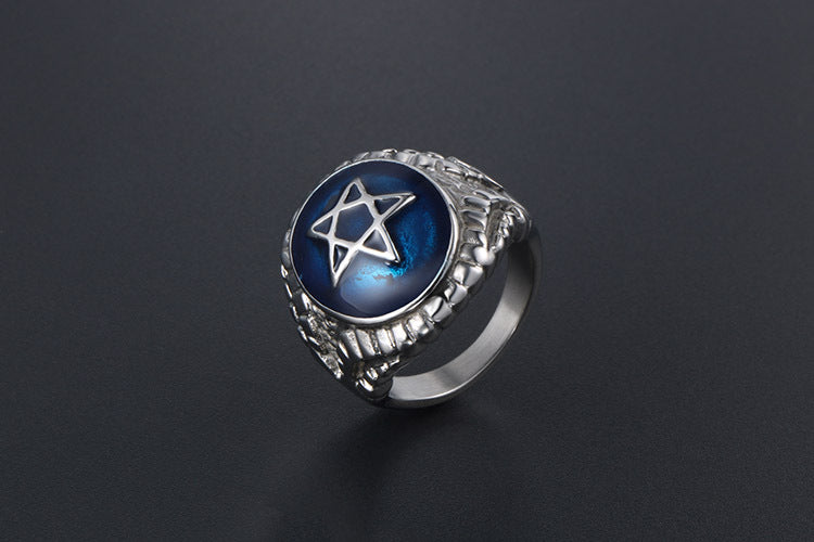 Men's And Women's Fashion Punk Hexagonal Star Ring