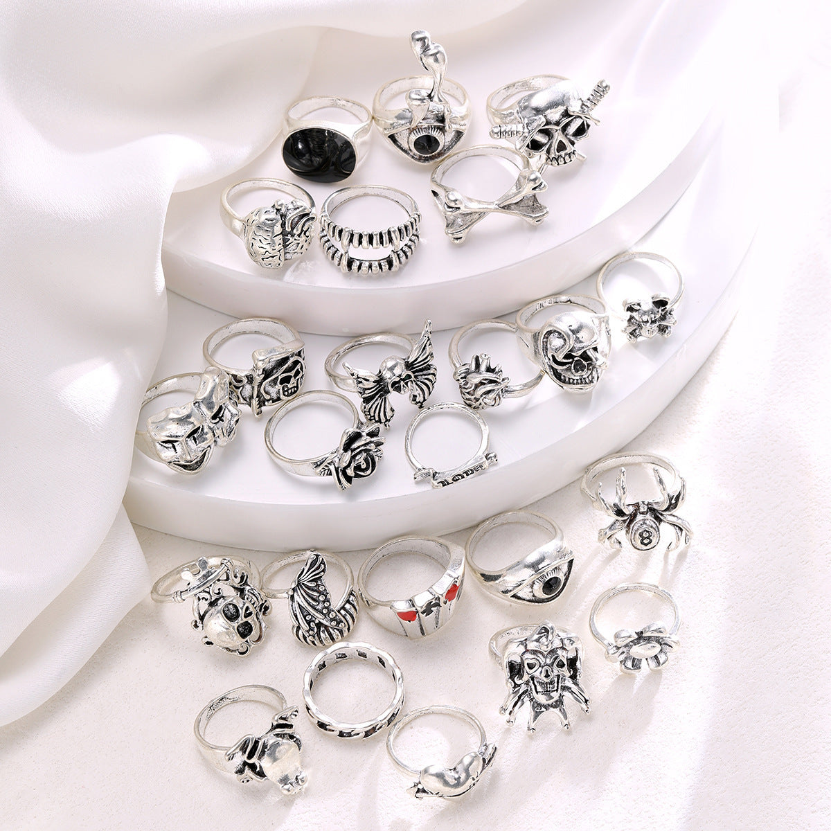 24-piece Set Punk Ring Ornament