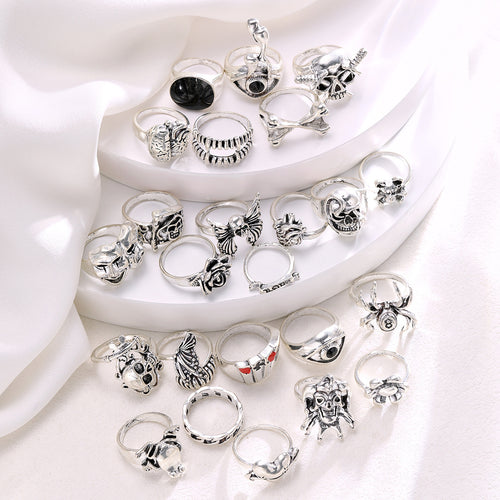 24-piece Set Punk Ring Ornament