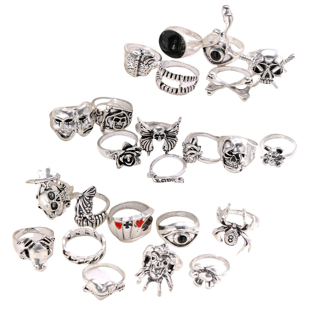 24-piece Set Punk Ring Ornament