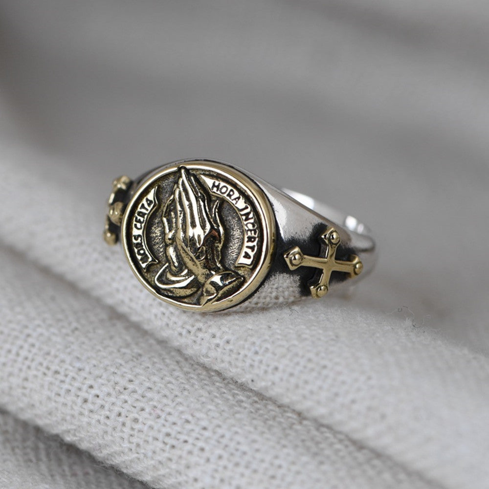 Silver Ring Vintage Craft Punk Cross