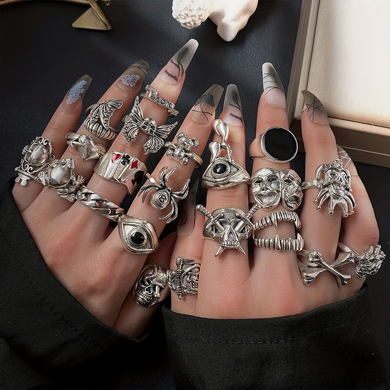 24-piece Set Punk Ring Ornament